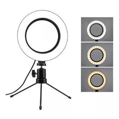 Ring Light de Mesa Portátil Luminária De Led 6 Polegadas + Tripé